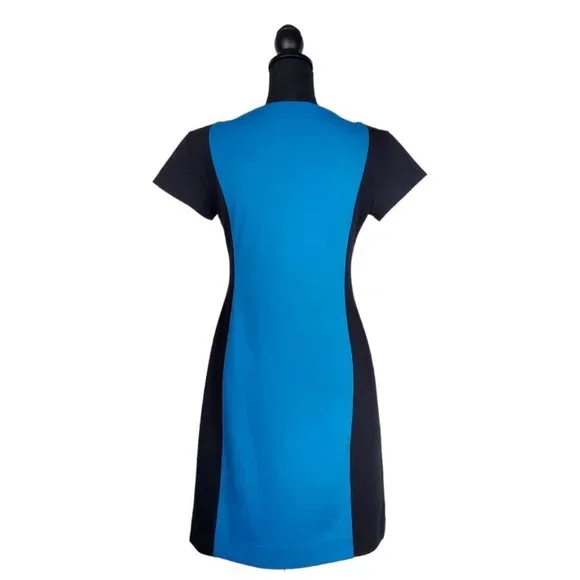 DEREK LAM For Design Nation Sheath Midi Dress Size Small - Black/Atlantic Blue - Picture 2 of 8